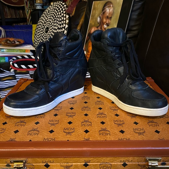 ASH ‘Cool Ter’ Black Leather Hidden Wedge Sneakers, 40M - Picture 4 of 7